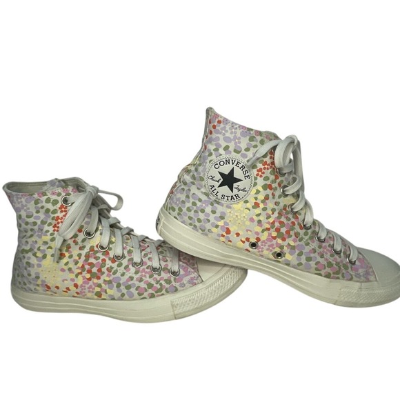 Chuck  Taylor converse HighTops Womens Size 9 Polka Dot Purple/orange/pink/green - Picture 2 of 14